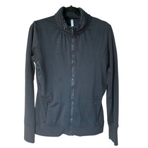 Fabletics Women's Black Athletic Workout Jacket Size L Long Sleeve w/ Hood